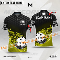 Maxcorners Pickleball Multicolor Fire Pattern Personalized Name, Team Name 3D Shirt (Copy)