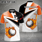 Max Corner Customized Name Fire Golf Ball Line Pattern Multicolor Sport Jersey Pattern Custom 3D Polo Shirt