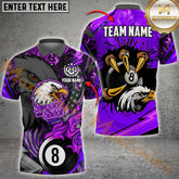 Maxcorners Billiard Eagle Claw 8 Ball Firestorm American Flag Multicolor Options Personalized Name, Team Name 3D Shirt (4 Colors)