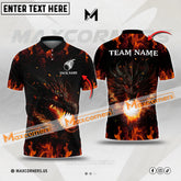 Maxcorners Customized Name Golf Ball Dragon Flame Pattern Multicolor Option 3D Polo Shirt