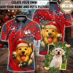 Maxcorners Bowling Labrador Christmas Wreath Multioptions Customized Name And Pet's Picture 3D Shirts