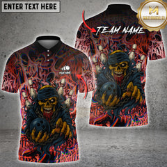 Maxcorners Skull Old School Death Metal Bands Bowling Multioptions Customized Name, Team Name 3D Shirt (4 Colors)