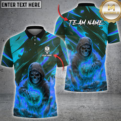 Maxcorners Bowling Fire Reaper Skull Flame Multioptions Customized Name, Team Name 3D Shirt (5 Colors)