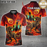Maxcorners Bowling Fire T-Rex Lava Arena Multioptions Customized Name, Team Name 3D Shirt (5 Colors)