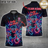Maxcorners Bowling Neon Dolly the Bowler Sheep Illustration Multioptions Customized Name, Team Name 3D Shirt (5 Colors)