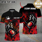 Maxcorners Bowling Fierce Lion Power Multicolor Options Personalized Name, Team Name 3D Shirt (4 Colors)