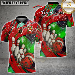 Maxcorners Christmas Bowling Jersey Vector Multioptions Customized Name, Team Name 3D Shirt (4 Colors)
