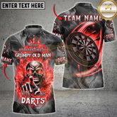 Maxcorners Grumpy Old Man With His Darts Multicolors Customized Name, Team Name 3D Shirts (4 Colors)