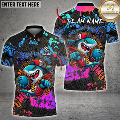 Maxcorners Bowling Graffiti Shark Street Art Graphic Multioptions Customized Name, Team Name 3D Shirt (5 Colors)