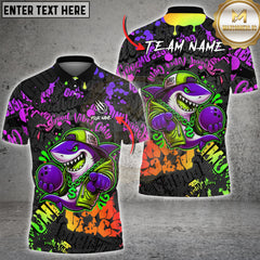 Maxcorners Bowling Graffiti Shark Street Art Graphic Multioptions Customized Name, Team Name 3D Shirt (5 Colors)