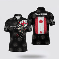 MaxCorners Darts Retro Canada Flag Customized Name, Team Name 3D Polo Shirt For Men