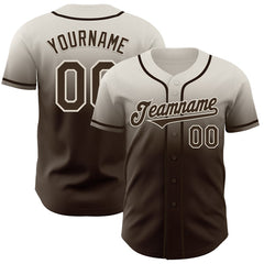 Maxcorners Custom Cream Brown Authentic Fade Fashion Baseball Jersey LM0609