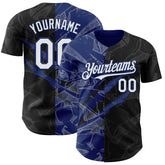 Maxcorners Custom Graffiti Pattern White Black-Royal 3D Scratch Premium Baseball Jersey LM0210