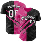 Maxcorners Custom Graffiti Pattern White Black-Pink 3D Scratch Premium Baseball Jerseys LM0210