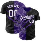 Maxcorners Custom Graffiti Pattern White Black-Purple 3D Scratch Premium Baseball Jersey LM0210