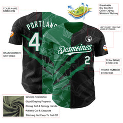 Maxcorners Custom Graffiti Pattern White Black-Kelly Green 3D Scratch Premium Baseball Jersey LM0210
