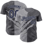 Maxcorners Custom Graffiti Pattern Navy Steel Gray-Gray 3D Scratch Premium Baseball Jersey LM0210