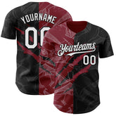 Maxcorners Custom Graffiti Pattern White Black-Crimson 3D Scratch Premium Baseball Jersey LM0210