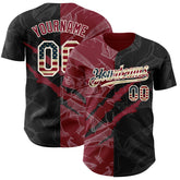 Maxcorners Custom Graffiti Pattern Vintage USA Flag Navy Crimson-Cream 3D Scratch Premium Baseball Jersey LM0210