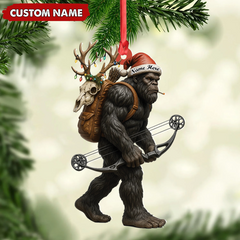 Maxcorners Bigfoot Hunter Christmas Ornament, Funny Sasquatch Archery Decor, Rustic Holiday Gift for Outdoor Adventure Lovers LM0411