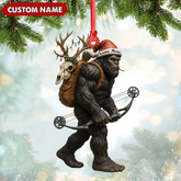 Maxcorners Bigfoot Hunter Christmas Ornament, Funny Sasquatch Archery Decor, Rustic Holiday Gift for Outdoor Adventure Lovers LM0411