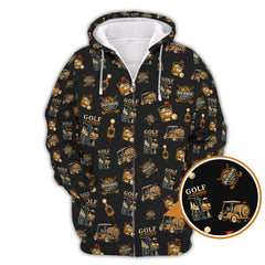 Maxcorners Funny Bourbon Pattern Polos, Golf and Bourbon Shirt for Men, Gift For Golfers