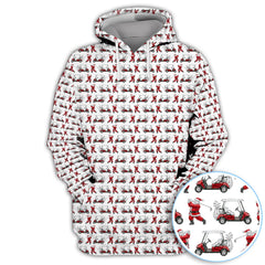 Maxcorners Funny Christmas Golf Pattern Shirt, Santa Golf Cart Polos For Men, Golf Gift For Golfer