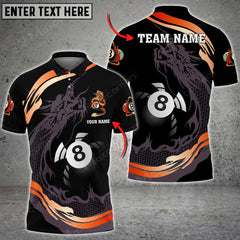 Maxcorners Billiards Ball 8 Winding Dragon Personalized Name 3D Shirt (Multi Color Options)