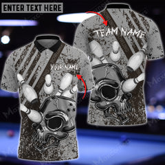 Maxcorners Skull Bowling And Pins Multicolor Option Customized Name 3D Shirt
