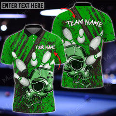 Maxcorners Skull Bowling And Pins Multicolor Option Customized Name 3D Shirt
