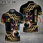 Maxcorners Bowling And Pins Royal Multicolor Option Customized Name 3D Shirt