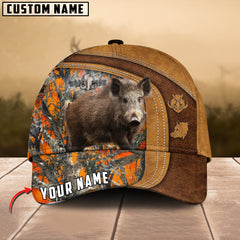 Maxcorners Cross America Hunting Boar Leather Pattern Personalized Hats 3D Multicolored
