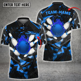 Maxcorners Bowling Ball And Pins Break Reality Multicolor Option Customized Name 3D Shirt (4 Colors)