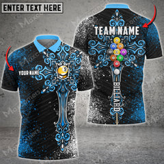 Maxcorners Billiards Ball 9 Cross Personalized Name, Team Name Unisex Shirt ( Multicolor Options )