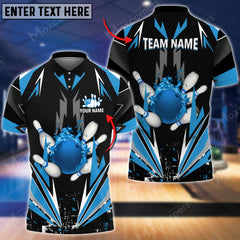 Maxcorners Bowling And Pins Thunder Pattern Multicolor Option Customized Name 3D Shirt