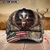 Maxcorners Premium Flag Hunting Deer Under God Personalized Hats 3D Multicolored