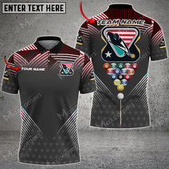 Maxcorners Billiards US Tournament Personalized Name 3D Shirt (Multi Color Options)