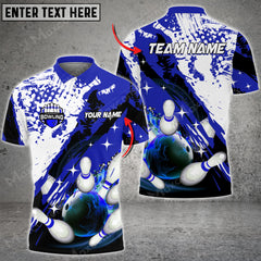 Maxcorners Paint Slash Flame Bowling And Pins Multicolor Option Customized Name 3D Shirt