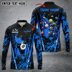 Maxcorners Billiards Abstract Grunge Texture Multicolor Option Customized Name Long Sleeve Polo Shirt