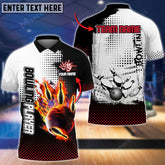 Maxcorners Flame Bowling Ball And Pins Primitive Multicolor Option Customized Name 3D Shirt (4 Colors)