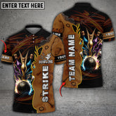 Maxcorners Lightning Bowling Ball And Pins Ancient Seal Multicolor Option Customized Name 3D Shirt (4 Colors)