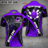 Maxcorners Bowling And Pins Basic Multicolor Option Customized Name 3D Shirt (6 Colors)