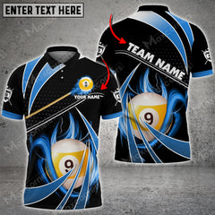 Maxcorners Billiards Ball 9 Fire Light Personalized Name, Team Name Unisex Shirt ( Multicolor Options )