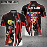 Maxcorners Billiards Thunder Zigzag Personalized Name, Team Name Unisex Zipper Polo ( More Color Options )