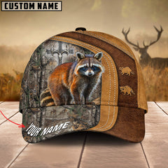 Maxcorners Cross America Hunting Racoon Leather Pattern Personalized Hats 3D Multicolored