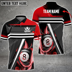 Maxcorners Billiards Ball 8 Color Fire Light Personalized Name, Team Name Unisex Shirt ( Multicolor Options )