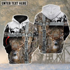 Maxcorners Custom Name Hunting Deer Cross Skull ( Multicolor Option ) Shirt 3D All Over Printed Clothes