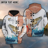 Maxcorners Fishing Redfish Puppy Drum Skin Gone Customize Name 3D Shirts