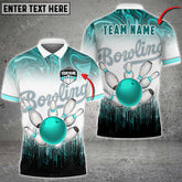 Maxcorners Bowling Ball And Pins Hologram Waves Multicolor Option Customized Name 3D Shirt (4 Colors)