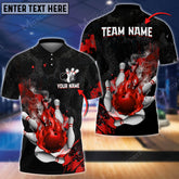 Maxcorners Bowling Ball And Pins Fire And Blood Multicolor Option Customized Name 3D Shirt (4 Colors)